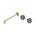 Serenity Wall Basin Set 220mm Offset Spout With Carrara Handle - Nero Serenity Collection - Chrome FinishBrushed Gold Finish