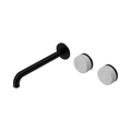 Serenity Wall Basin Set 220mm Offset Spout With Carrara Handle - Nero Serenity Collection - Chrome FinishMatte Black Finish