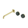 Serenity Wall Basin Set 220mm Offset Spout With Verde Alpi Handle - Nero Serenity Collection - Chrome FinishBrushed Gold Finish