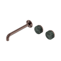Serenity Wall Basin Set 220mm Offset Spout With Verde Alpi Handle - Nero Serenity Collection - Chrome FinishBrushed Bronze Finish