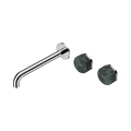 Serenity Wall Basin Set 220mm Offset Spout With Verde Alpi Handle - Nero Serenity Collection - Chrome Finish