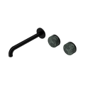 Serenity Wall Basin Set 220mm Offset Spout With Verde Alpi Handle - Nero Serenity Collection - Chrome FinishMatte Black Finish