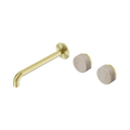 Serenity Wall Basin Set 220mm Offset Spout With Rome Travertine Handle - Nero Serenity Collection - Chrome FinishBrushed Gold Finish
