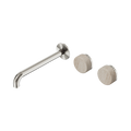 Serenity Wall Basin Set 220mm Offset Spout With Rome Travertine Handle - Nero Serenity Collection - Chrome FinishBrushed Nickel Finish
