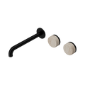 Serenity Wall Basin Set 220mm Offset Spout With Rome Travertine Handle - Nero Serenity Collection - Chrome FinishMatte Black Finish