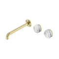 Serenity Wall Basin Set 220mm Offset Spout With Arabescato Corchia Handle - Nero Serenity Collection - Chrome FinishBrushed Gold Finish