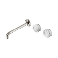 Serenity Wall Basin Set 220mm Offset Spout With Arabescato Corchia Handle - Nero Serenity Collection - Chrome FinishBrushed Nickel Finish