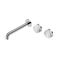 Serenity Wall Basin Set 220mm Offset Spout With Arabescato Corchia Handle - Nero Serenity Collection - Chrome Finish