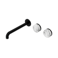 Serenity Wall Basin Set 220mm Offset Spout With Arabescato Corchia Handle - Nero Serenity Collection - Chrome FinishMatte Black Finish