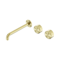 Serenity Wall Basin Set 220mm Offset Spout With Metal Handle - Nero Serenity Collection - Chrome FinishBrushed Gold Finish