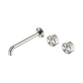 Serenity Wall Basin Set 220mm Offset Spout With Metal Handle - Nero Serenity Collection - Chrome FinishBrushed Nickel Finish