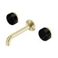 Serenity Wall Basin Set 160mm Spout With Marquina Black Handle - Nero Serenity Collection - Chrome FinishBrushed Gold Finish