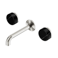 Serenity Wall Basin Set 160mm Spout With Marquina Black Handle - Nero Serenity Collection - Chrome FinishBrushed Nickel Finish