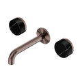 Serenity Wall Basin Set 160mm Spout With Marquina Black Handle - Nero Serenity Collection - Chrome FinishBrushed Bronze Finish