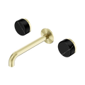 Serenity Wall Basin Set 185mm Spout With Marquina Black Handle - Nero Serenity Collection - Chrome FinishBrushed Gold Finish