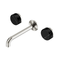 Serenity Wall Basin Set 185mm Spout With Marquina Black Handle - Nero Serenity Collection - Chrome FinishBrushed Nickel Finish