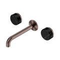 Serenity Wall Basin Set 185mm Spout With Marquina Black Handle - Nero Serenity Collection - Chrome FinishBrushed Bronze Finish