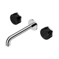 Serenity Wall Basin Set 185mm Spout With Marquina Black Handle - Nero Serenity Collection - Chrome Finish