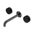 Serenity Wall Basin Set 185mm Spout With Marquina Black Handle - Nero Serenity Collection - Chrome FinishGun Metal Finish