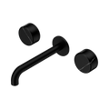 Serenity Wall Basin Set 185mm Spout With Marquina Black Handle - Nero Serenity Collection - Chrome FinishMatte Black Finish