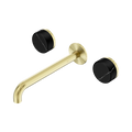 Serenity Wall Basin Set 220mm Spout With Marquina Black Handle - Nero Serenity Collection - Chrome FinishBrushed Gold Finish