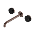 Serenity Wall Basin Set 220mm Spout With Marquina Black Handle - Nero Serenity Collection - Chrome FinishBrushed Bronze Finish