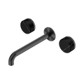 Serenity Wall Basin Set 220mm Spout With Marquina Black Handle - Nero Serenity Collection - Chrome FinishGun Metal Finish