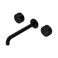Serenity Wall Basin Set 220mm Spout With Marquina Black Handle - Nero Serenity Collection - Chrome FinishMatte Black Finish