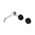 Serenity Wall Basin Set 160mm Offset Spout With Marquina Black Handle - Nero Serenity Collection - Chrome FinishBrushed Nickel Finish