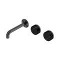 Serenity Wall Basin Set 160mm Offset Spout With Marquina Black Handle - Nero Serenity Collection - Chrome FinishGun Metal Finish