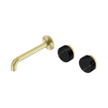 Serenity Wall Basin Set 185mm Offset Spout With Marquina Black Handle - Nero Serenity Collection - Chrome FinishBrushed Gold Finish