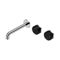 Serenity Wall Basin Set 185mm Offset Spout With Marquina Black Handle - Nero Serenity Collection - Chrome Finish