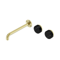 Serenity Wall Basin Set 220mm Offset Spout With Marquina Black Handle - Nero Serenity Collection - Chrome FinishBrushed Gold Finish