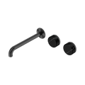 Serenity Wall Basin Set 220mm Offset Spout With Marquina Black Handle - Nero Serenity Collection - Chrome FinishGun Metal Finish