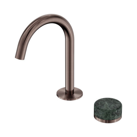 Serenity Progressive Basin Mixer Arc Spout With Verde Alpi Handle - Nero Serenity Collection - Chrome FinishBrushed Bronze Finish