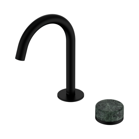 Serenity Progressive Basin Mixer Arc Spout With Verde Alpi Handle - Nero Serenity Collection - Chrome FinishMatte Black Finish