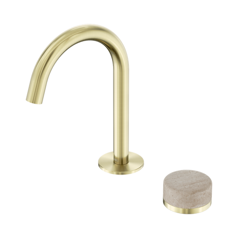 Serenity Progressive Basin Mixer Arc Spout With Rome Travertine Handle - Nero Serenity Collection - Chrome FinishBrushed Gold Finish