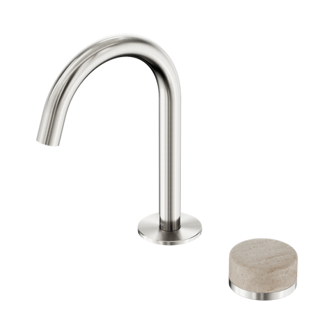 Serenity Progressive Basin Mixer Arc Spout With Rome Travertine Handle - Nero Serenity Collection - Chrome FinishBrushed Nickel Finish