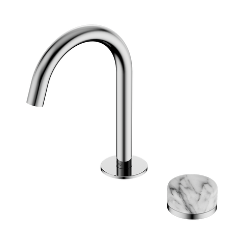 Serenity Progressive Basin Mixer Arc Spout With Arabescato Corchia Handle - Nero Serenity Collection - Chrome Finish
