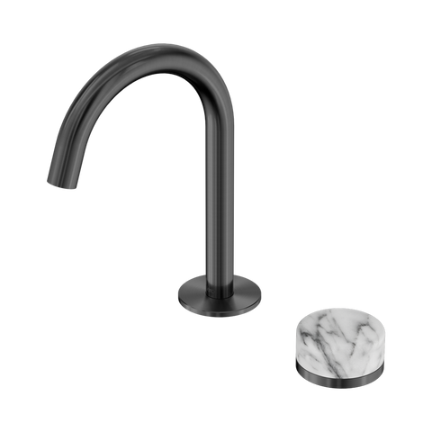 Serenity Progressive Basin Mixer Arc Spout With Arabescato Corchia Handle - Nero Serenity Collection - Chrome FinishGun Metal Finish