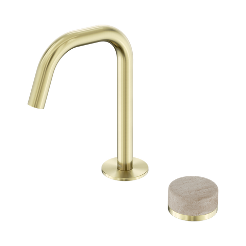 Serenity Progressive Basin Mixer Edge Spout With Rome Travertine Handle - Nero Serenity Collection - Chrome FinishBrushed Gold Finish