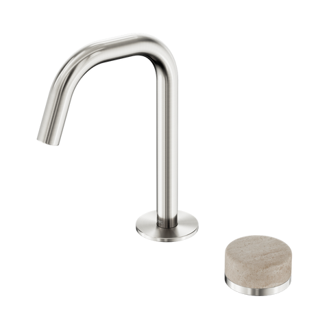 Serenity Progressive Basin Mixer Edge Spout With Rome Travertine Handle - Nero Serenity Collection - Chrome FinishBrushed Nickel Finish