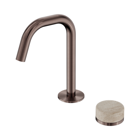 Serenity Progressive Basin Mixer Edge Spout With Rome Travertine Handle - Nero Serenity Collection - Chrome FinishBrushed Bronze Finish