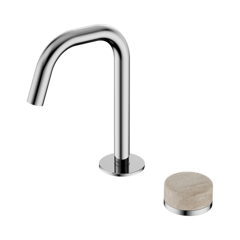 Serenity Progressive Basin Mixer Edge Spout With Rome Travertine Handle - Nero Serenity Collection - Chrome Finish