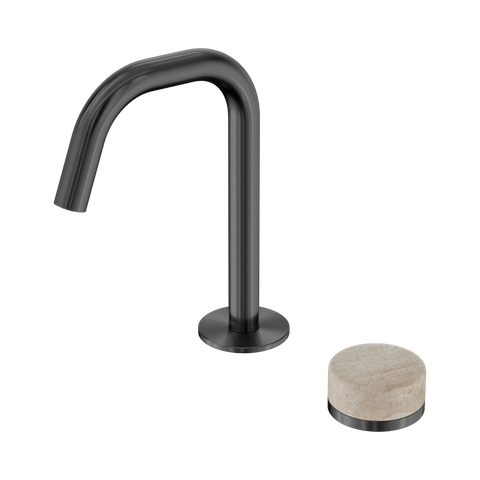 Serenity Progressive Basin Mixer Edge Spout With Rome Travertine Handle - Nero Serenity Collection - Chrome FinishGun Metal Finish