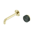 Serenity Progressive Wall Basin Mixer 160mm Spout With Verde Alpi Handle - Nero Serenity Collection - Chrome FinishBrushed Gold Finish