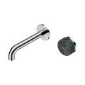 Serenity Progressive Wall Basin Mixer 160mm Spout With Verde Alpi Handle - Nero Serenity Collection - Chrome Finish
