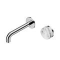 Serenity Progressive Wall Basin Mixer 160mm Spout With Arabescato Corchia Handle - Nero Serenity Collection - Chrome Finish