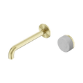 Serenity Progressive Wall Basin Mixer 185mm Spout With Carrara Handle - Nero Serenity Collection - Chrome FinishBrushed Gold Finish
