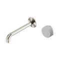Serenity Progressive Wall Basin Mixer 185mm Spout With Carrara Handle - Nero Serenity Collection - Chrome FinishBrushed Nickel Finish